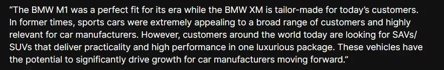 qoute from: https://www.bmwblog.com/2023/02/23/bmw-explains-why-xm-rather-than-m1-successor/